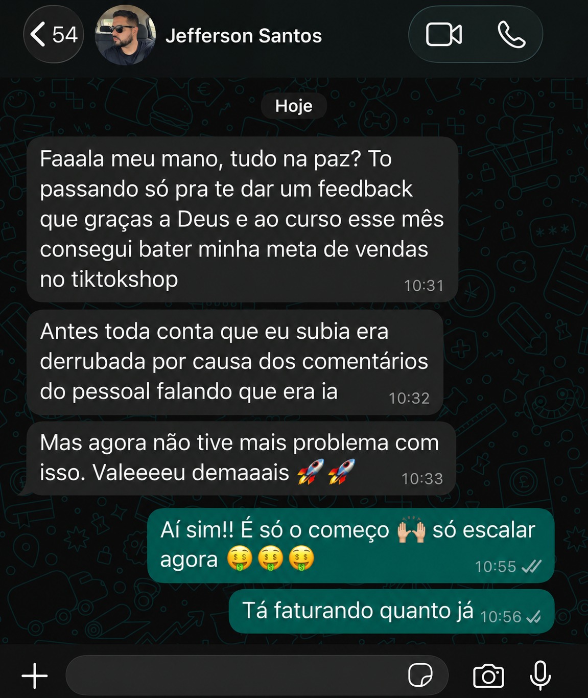 Depoimento WhatsApp aluna