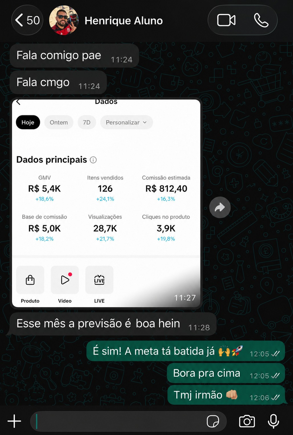 Depoimento WhatsApp aluno
